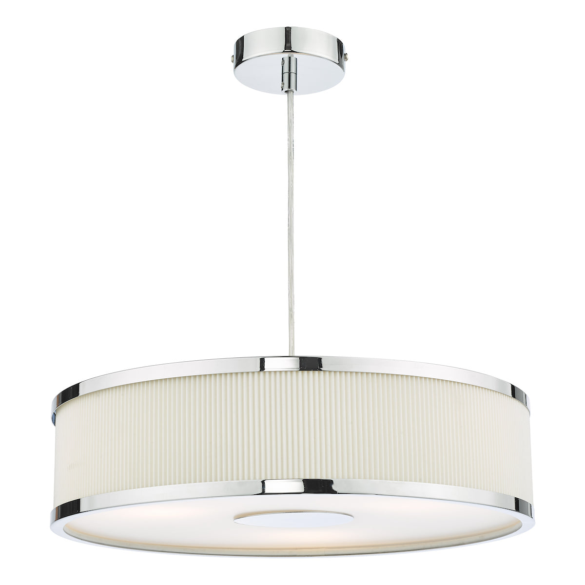Alvaro 3 Light Single Pendant Polished Chrome Ivory<br>Polished Chrome