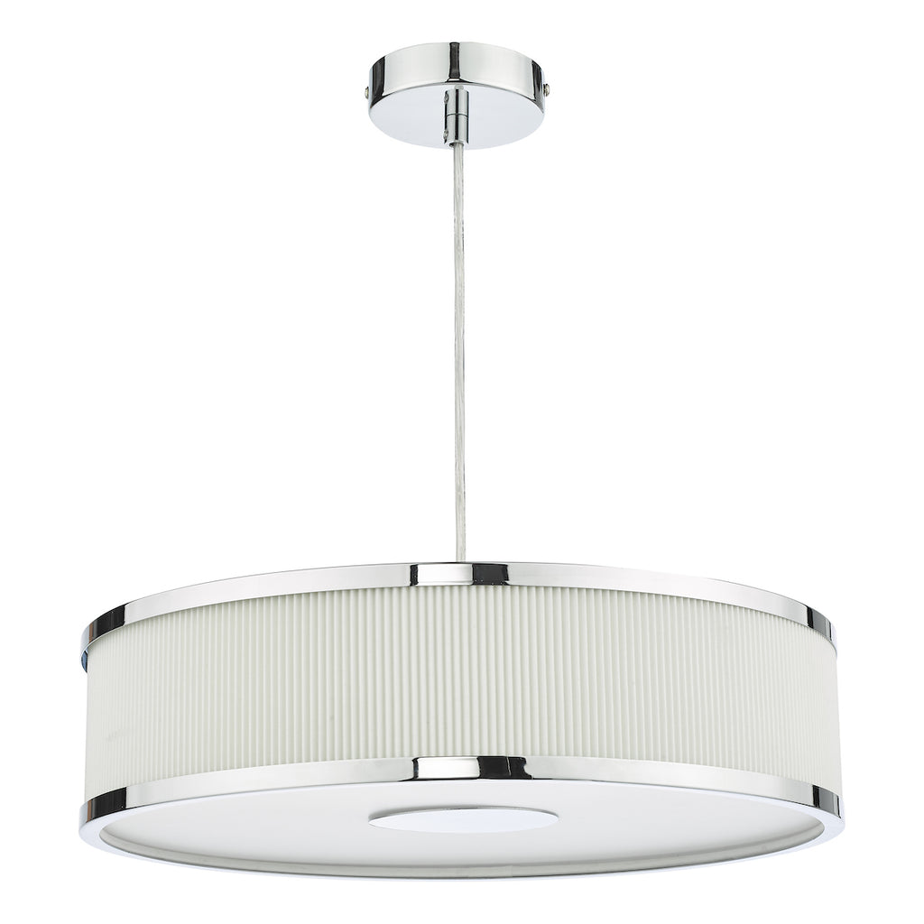Alvaro 3 Light Single Pendant Polished Chrome Ivory<br>Polished Chrome