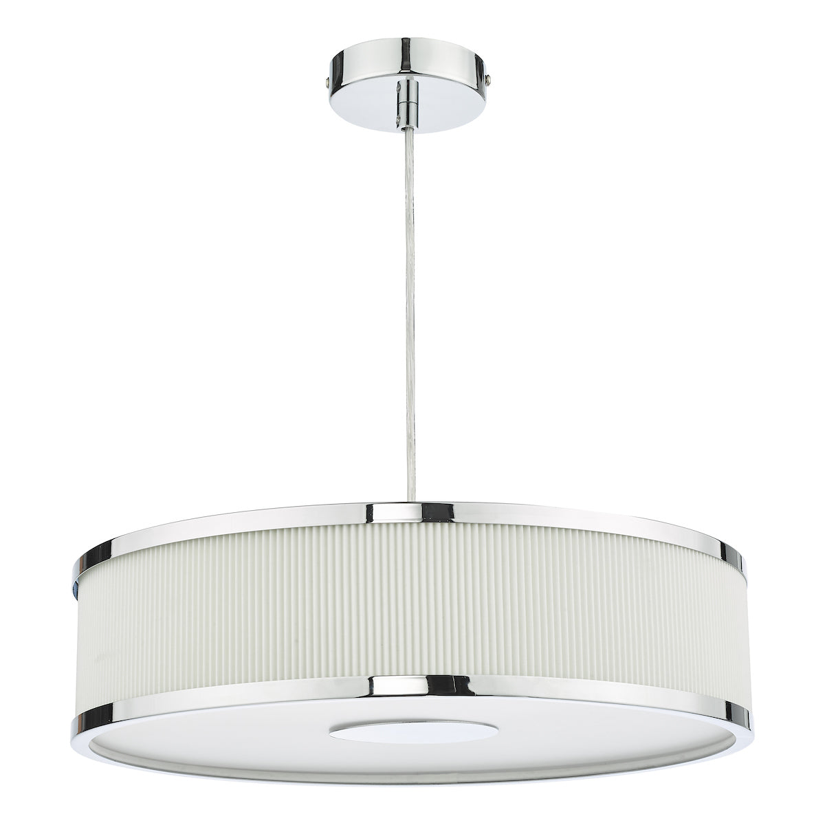 Alvaro 3 Light Single Pendant Polished Chrome Ivory<br>Polished Chrome