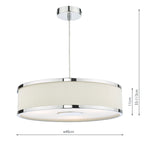 Alvaro 3 Light Single Pendant Polished Chrome Ivory<br>Polished Chrome