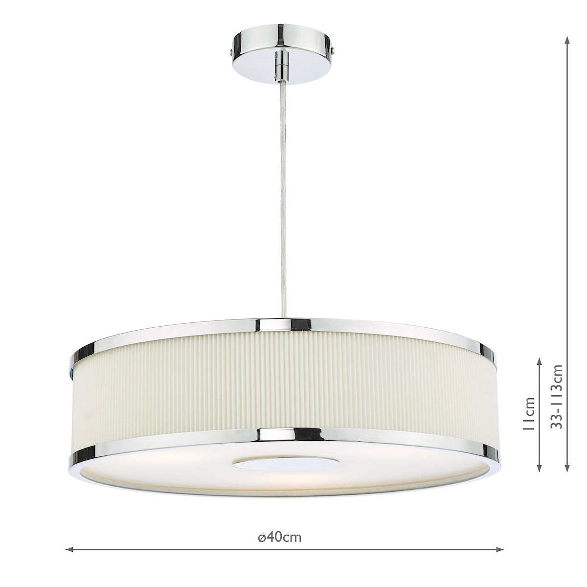 Alvaro 3 Light Single Pendant Polished Chrome Ivory<br>Polished Chrome