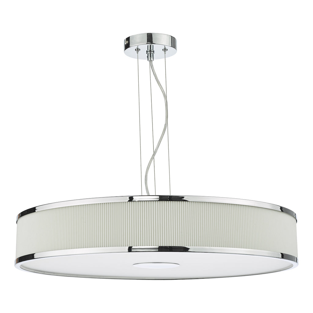 Alvaro 6 Light Single Pendant Polished Chrome Ivory<br>Polished Chrome