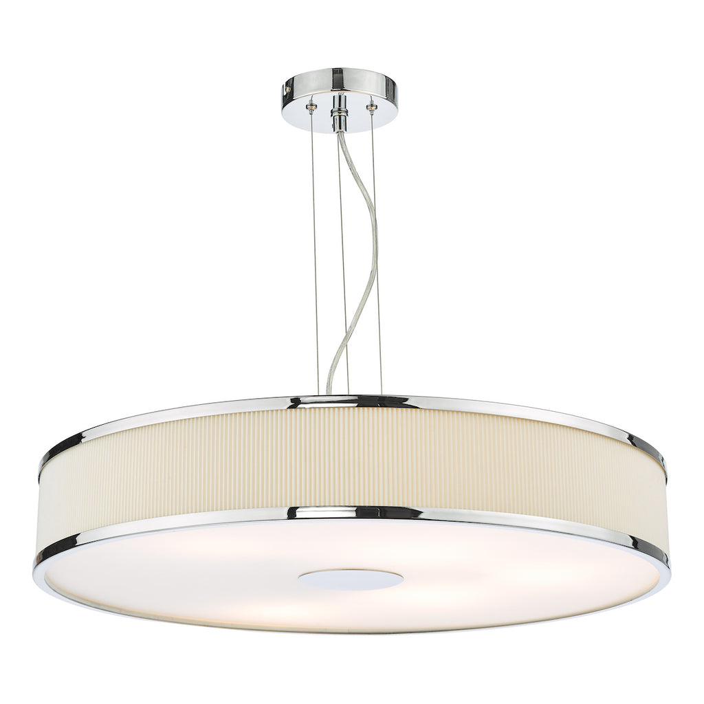 Alvaro 6 Light Single Pendant Polished Chrome Ivory<br>Polished Chrome