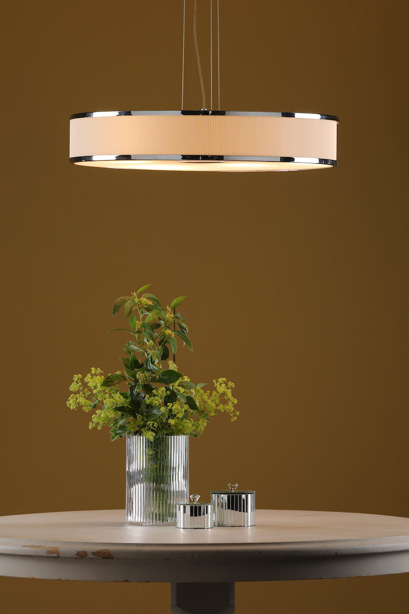 Alvaro 6 Light Single Pendant Polished Chrome Ivory<br>Polished Chrome