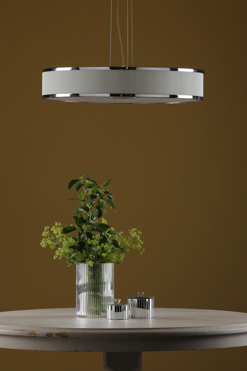 Alvaro 6 Light Single Pendant Polished Chrome Ivory<br>Polished Chrome