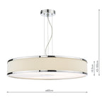 Alvaro 6 Light Single Pendant Polished Chrome Ivory<br>Polished Chrome