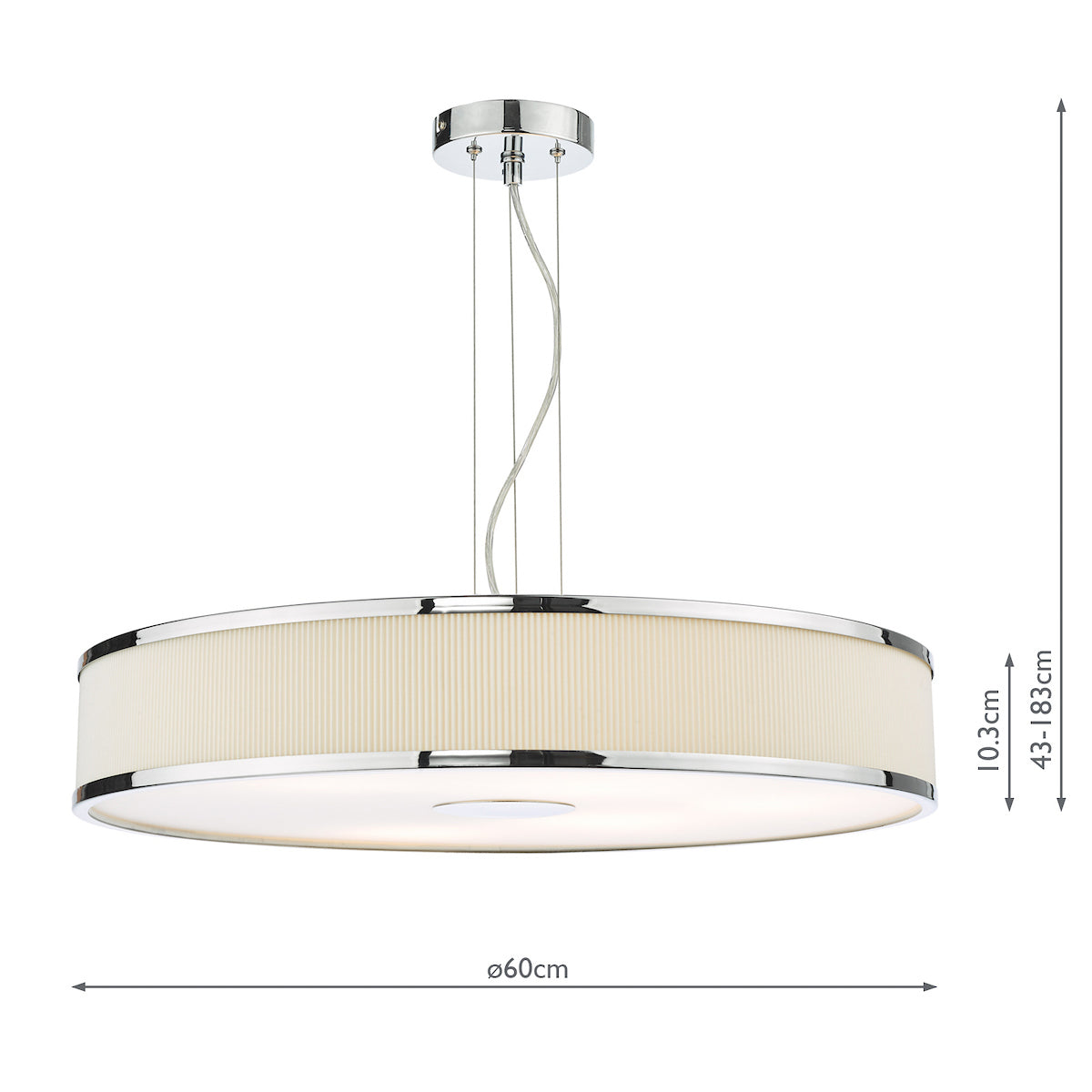 Alvaro 6 Light Single Pendant Polished Chrome Ivory<br>Polished Chrome