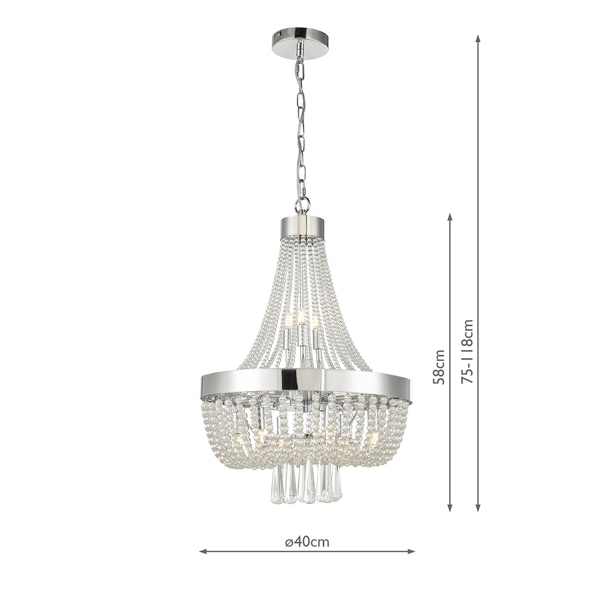 Alyssa 9 Light Pendant Polished Chrome Glass<br>Polished Chrome