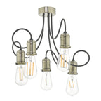 Alzbet 5 Light Semi Flush Antique Brass & Black<br>Antique Brass