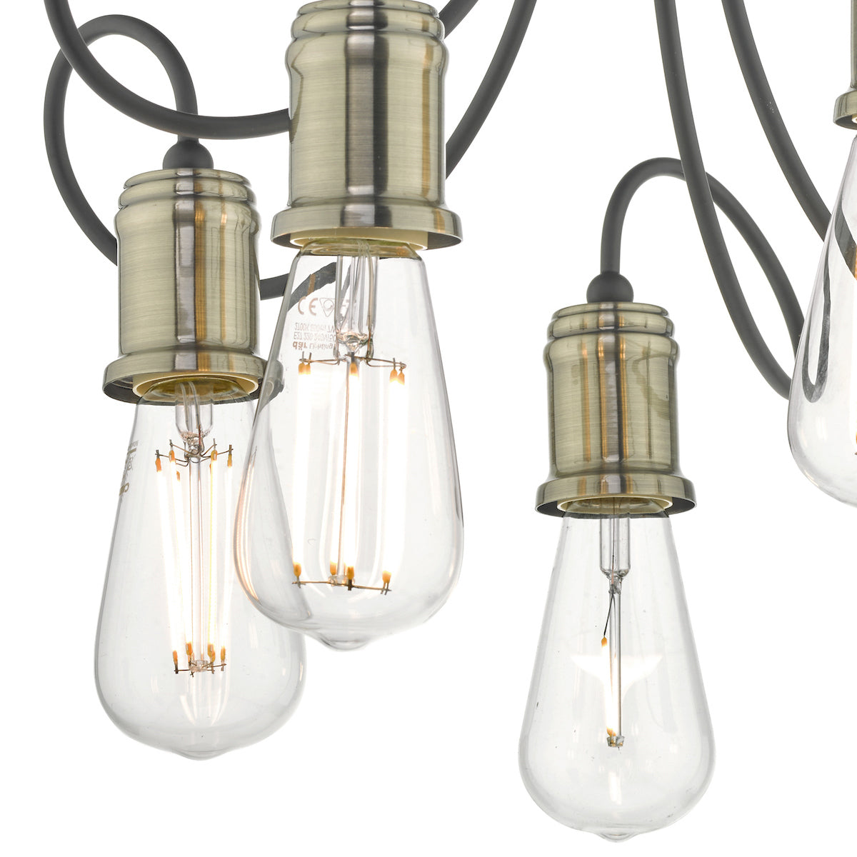 Alzbet 5 Light Semi Flush Antique Brass & Black<br>Antique Brass