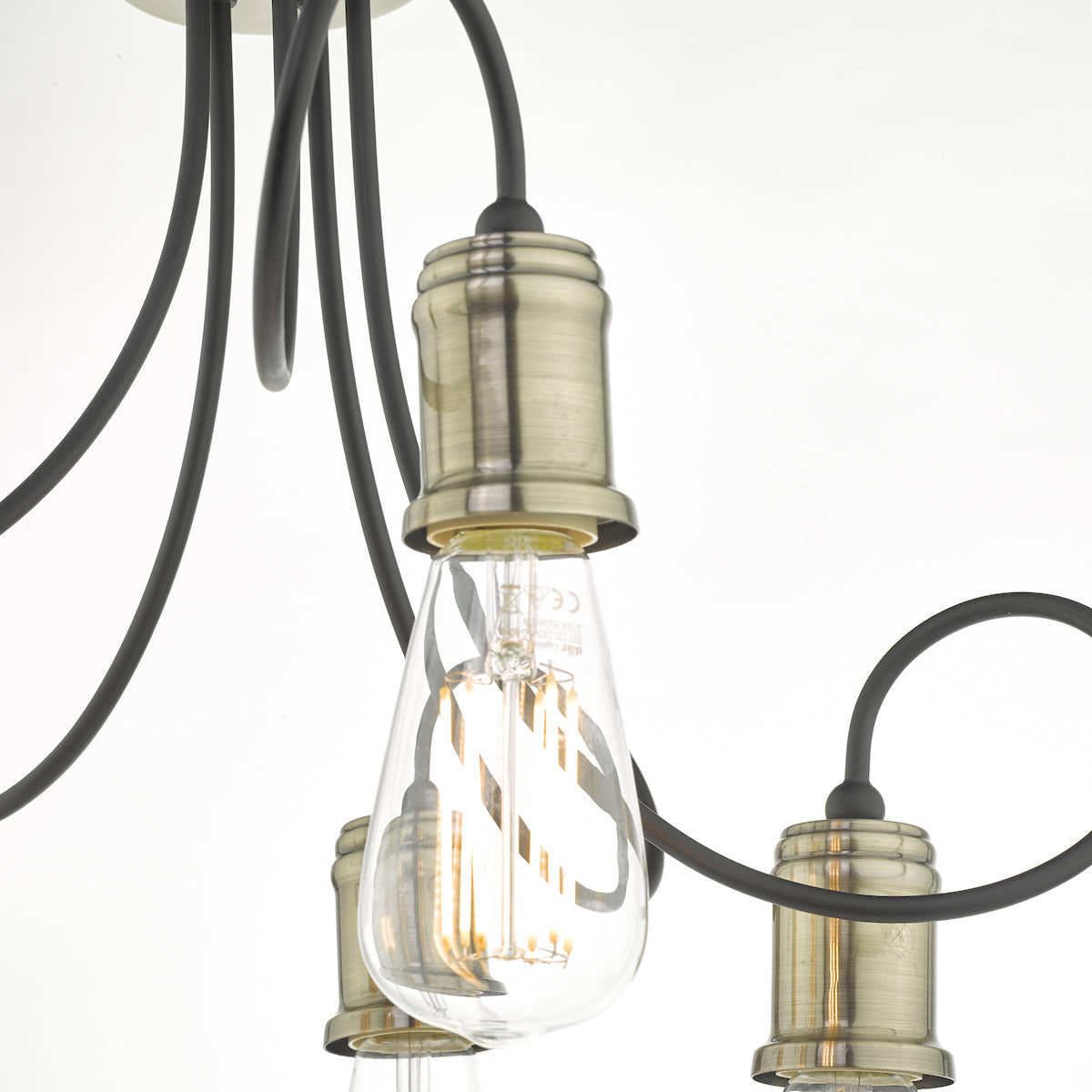 Alzbet 5 Light Semi Flush Antique Brass & Black<br>Antique Brass