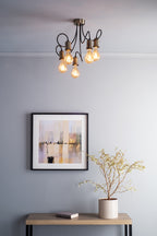 Alzbet 5 Light Semi Flush Antique Brass & Black<br>Antique Brass