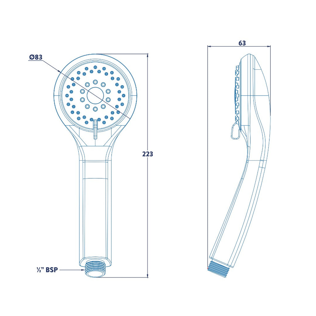 Croydex Amalfi Three Function Shower Handset - White