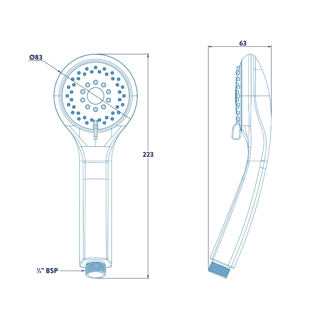 Croydex Amalfi Three Function Shower Handset - White