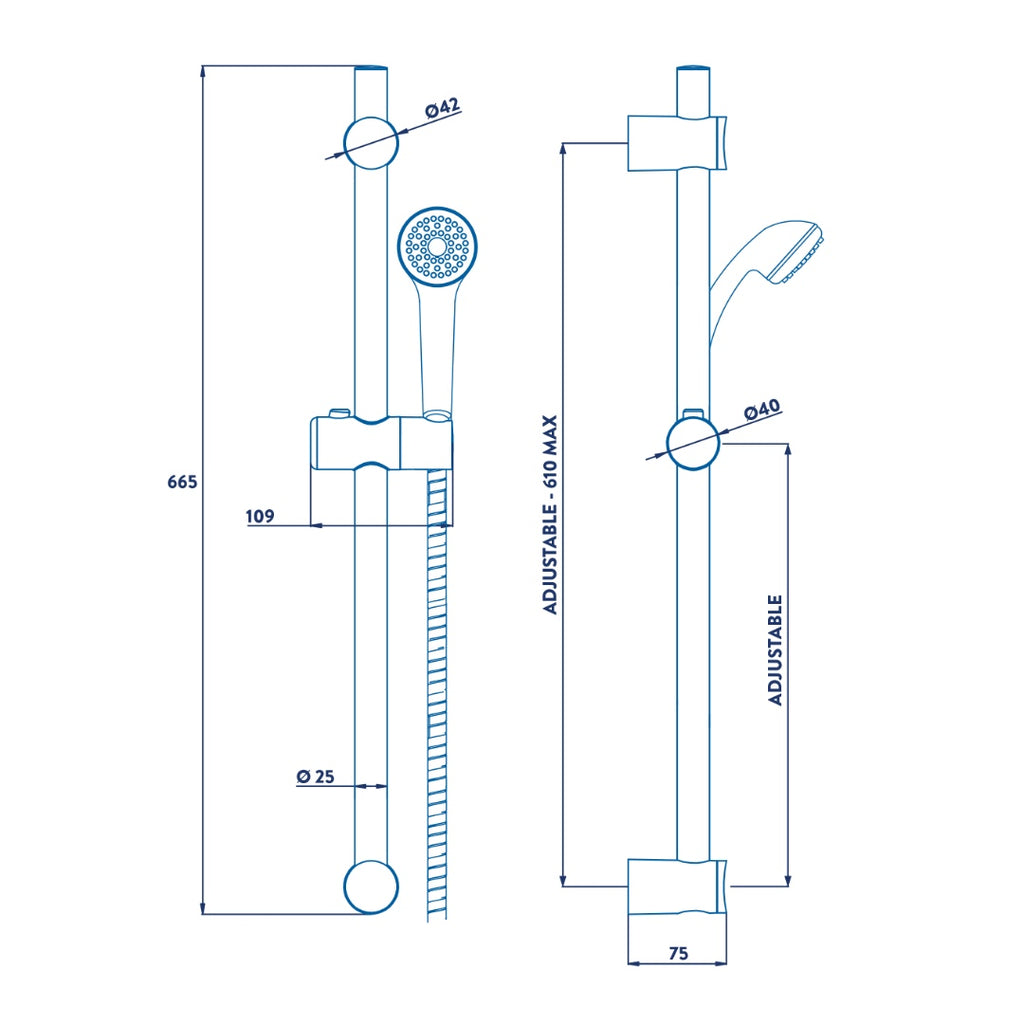 Croydex Amalfi One Function Shower Set - Chrome