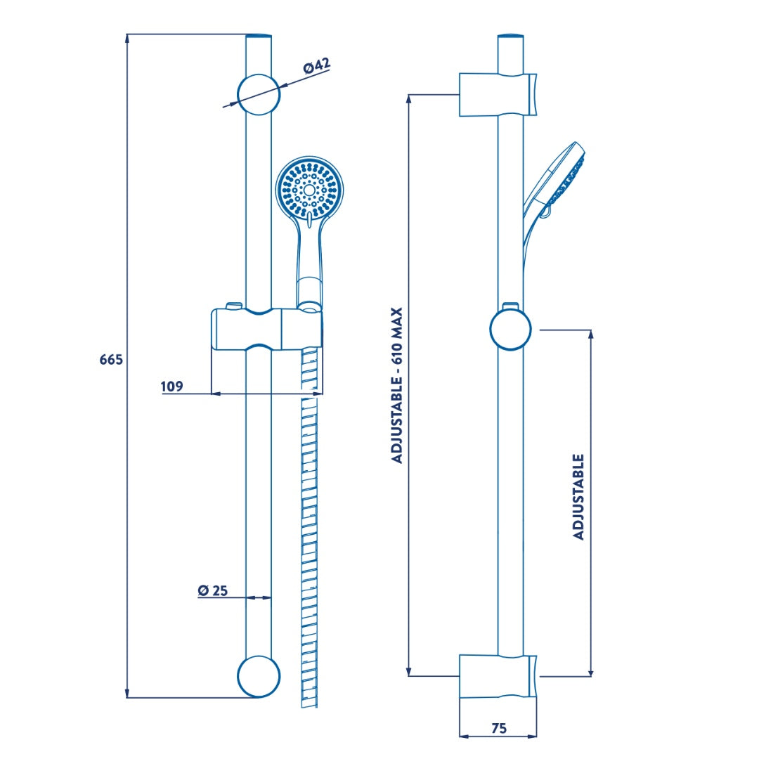 Croydex Amalfi Five Function Shower Set - Chrome