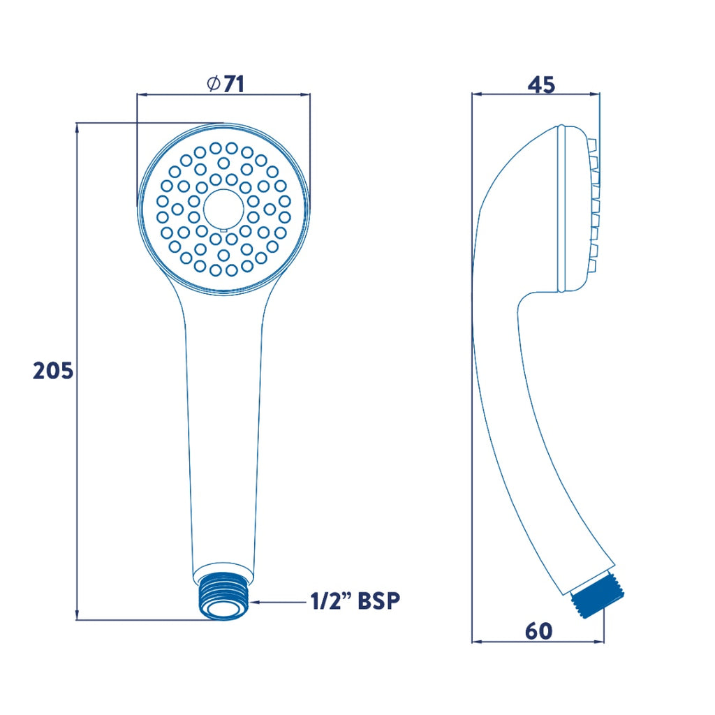 Croydex Amalfi One Function Shower Handset - Chrome