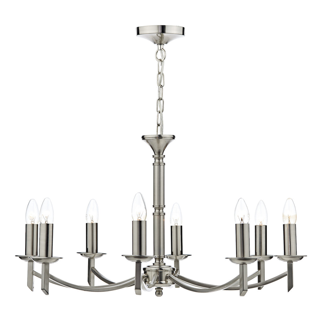 Ambassador 8 Light Dual Mount Chandelier Satin Chrome<br>Satin Chrome
