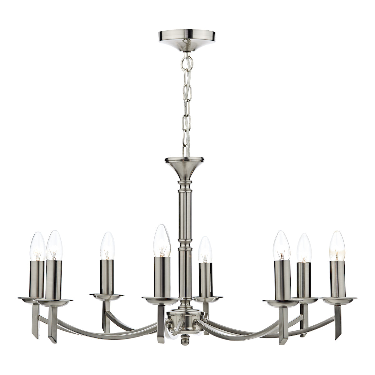 Ambassador 8 Light Dual Mount Chandelier Satin Chrome<br>Satin Chrome