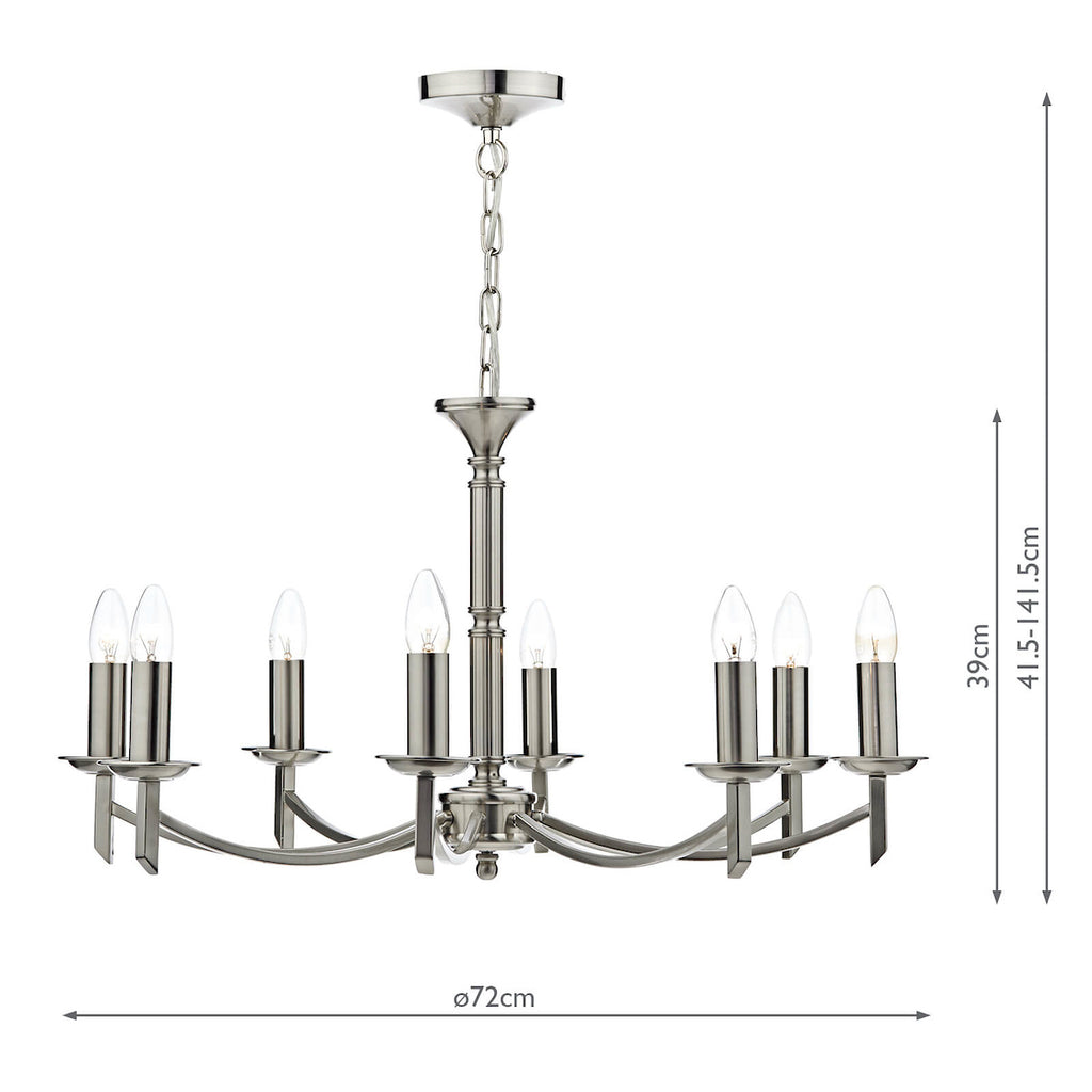 Ambassador 8 Light Dual Mount Chandelier Satin Chrome<br>Satin Chrome