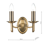 Ambassador Double Wall Bracket Antique Brass<br>Antique Brass
