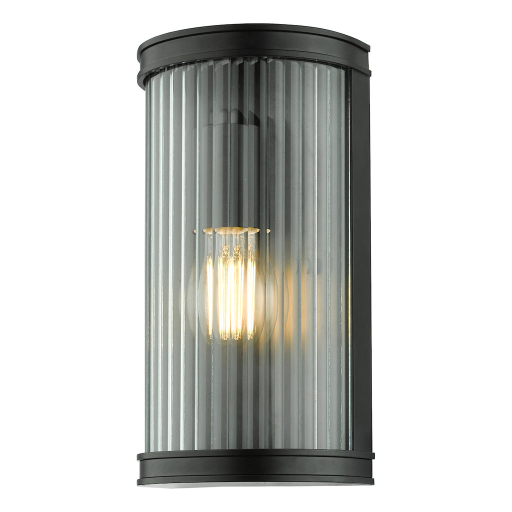 Anund Bathroom Wall Light Matt Black Ribbed Glass IP44<br>Matt Black
