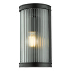 Anund Bathroom Wall Light Matt Black Ribbed Glass IP44<br>Matt Black