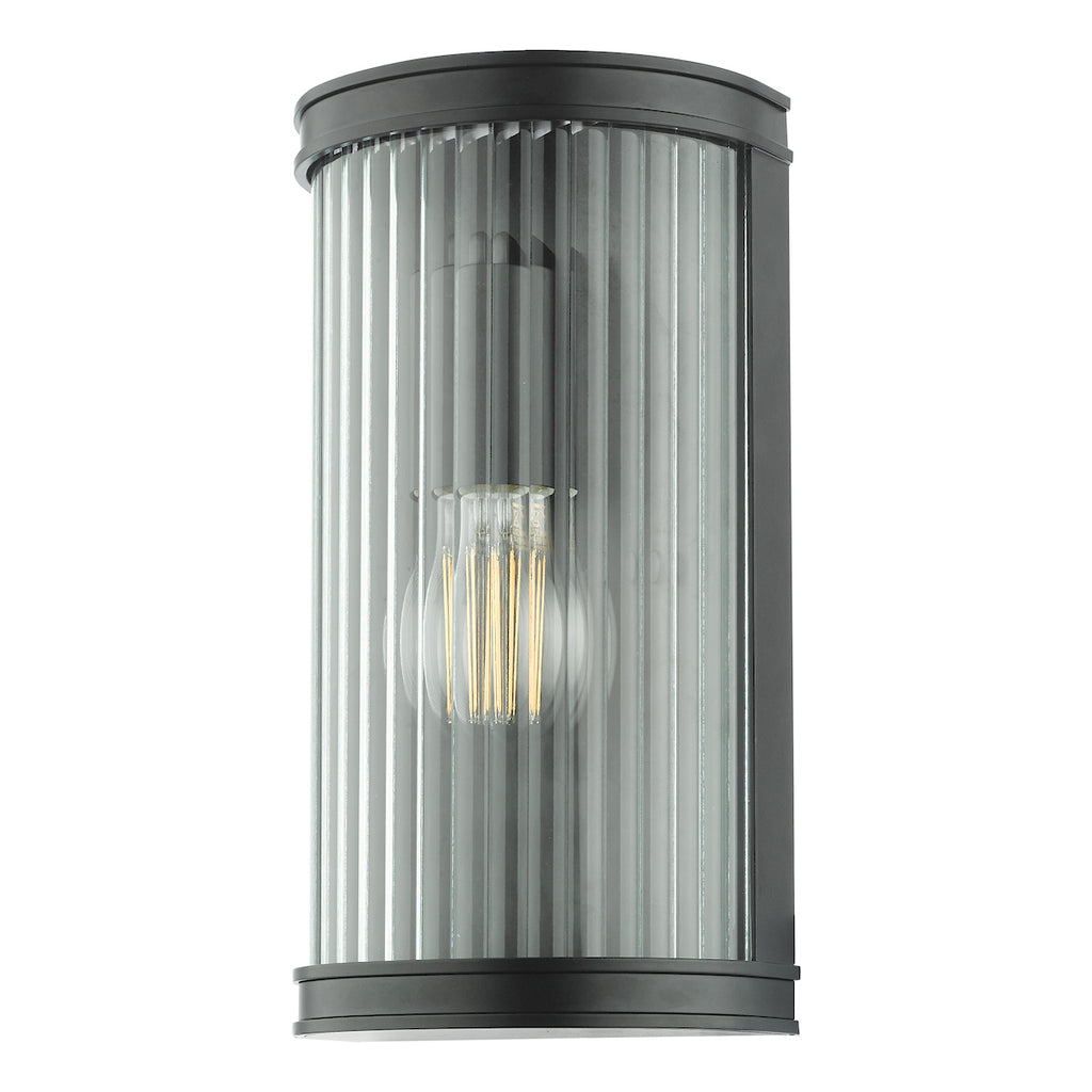 Anund Bathroom Wall Light Matt Black Ribbed Glass IP44<br>Matt Black