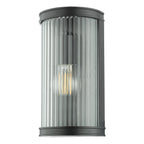 Anund Bathroom Wall Light Matt Black Ribbed Glass IP44<br>Matt Black