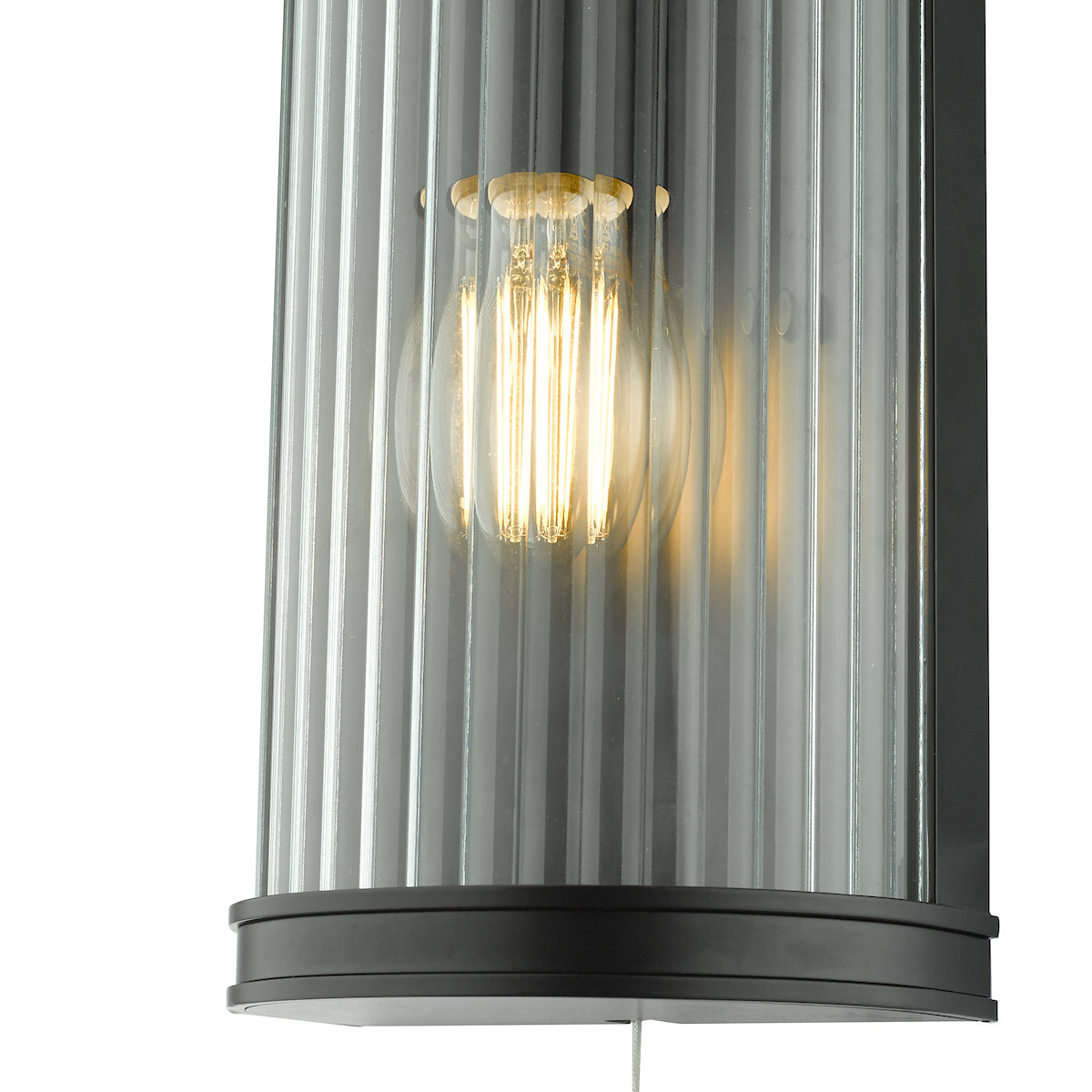Anund Bathroom Wall Light Matt Black Ribbed Glass IP44<br>Matt Black