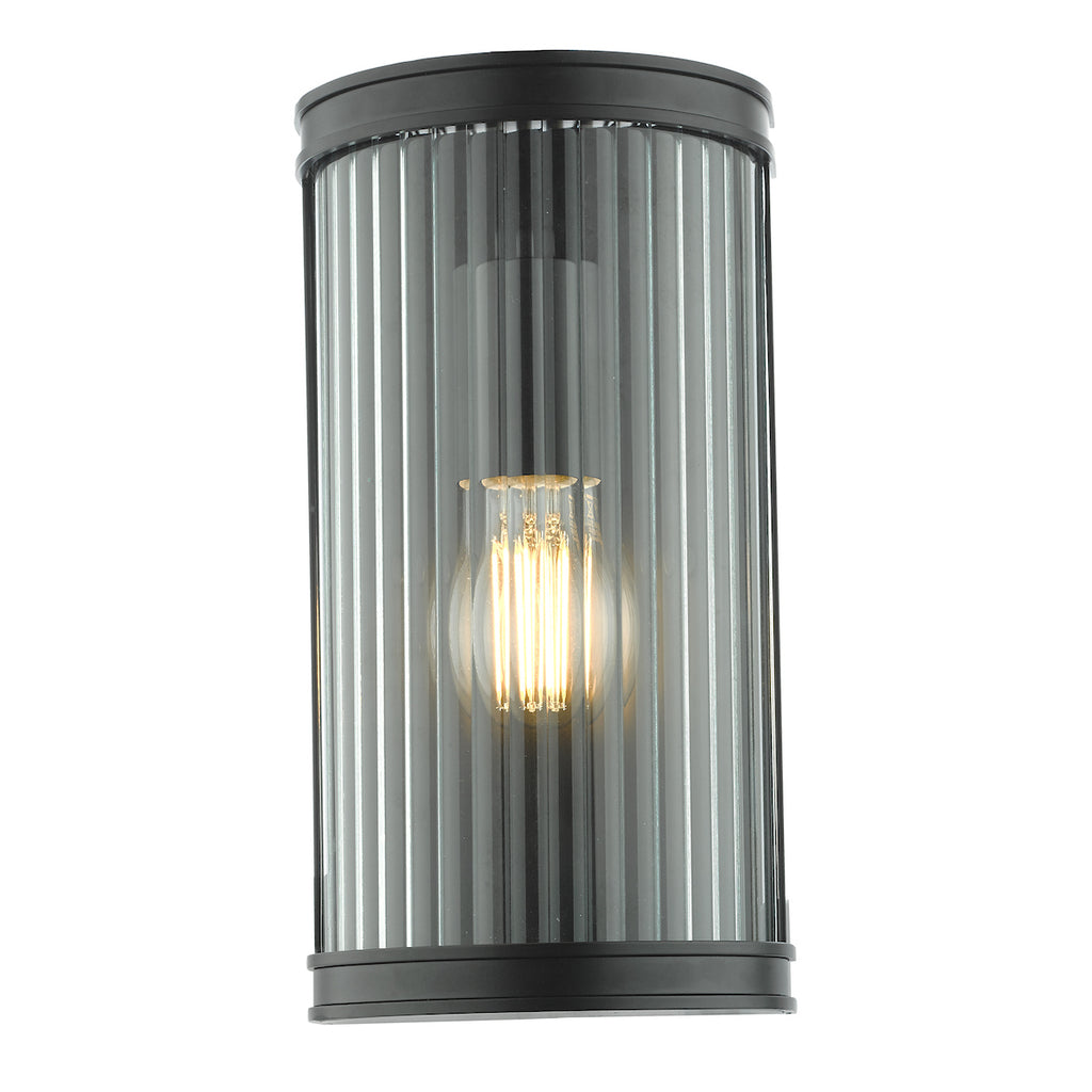 Anund Bathroom Wall Light Matt Black Ribbed Glass IP44<br>Matt Black