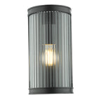 Anund Bathroom Wall Light Matt Black Ribbed Glass IP44<br>Matt Black