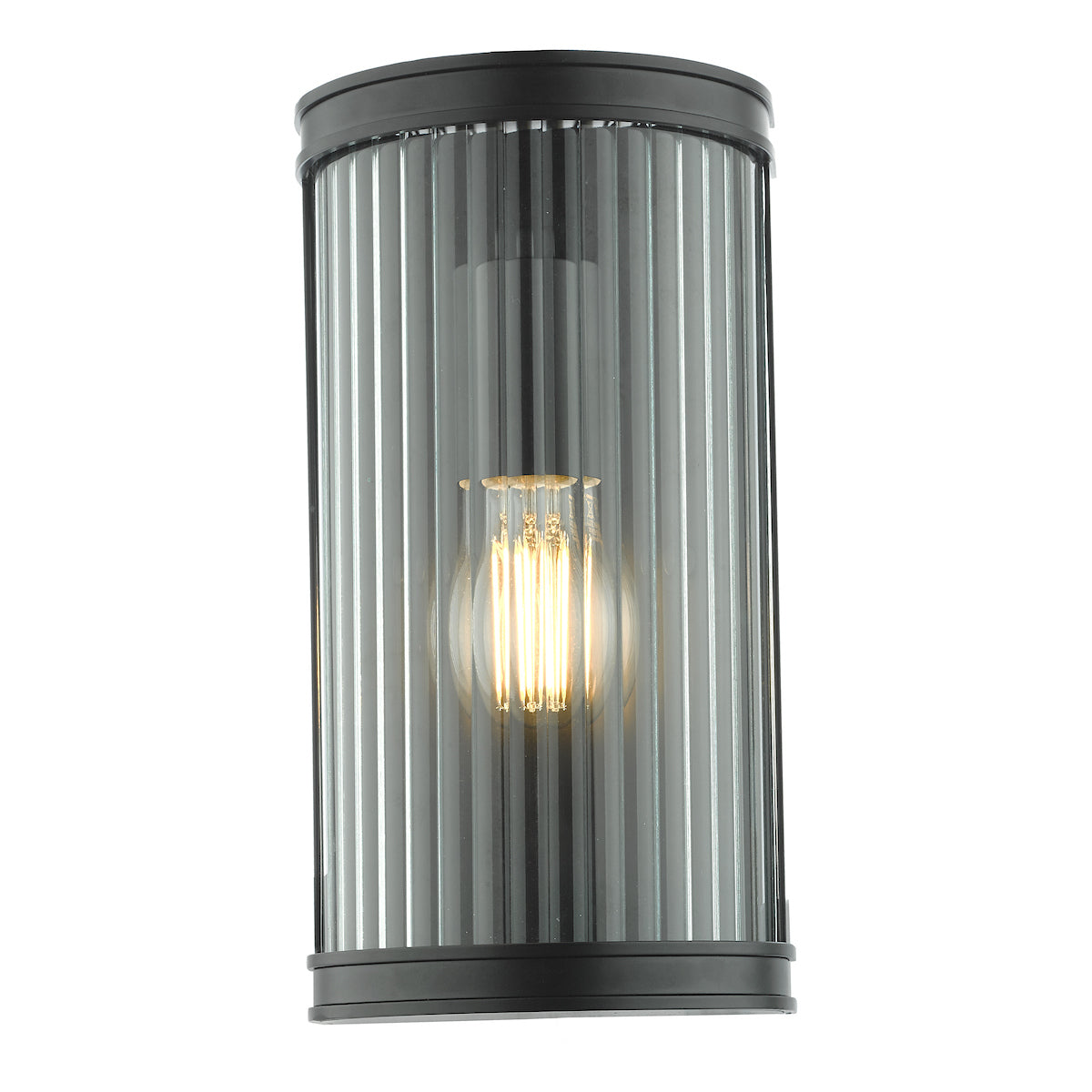 Anund Bathroom Wall Light Matt Black Ribbed Glass IP44<br>Matt Black