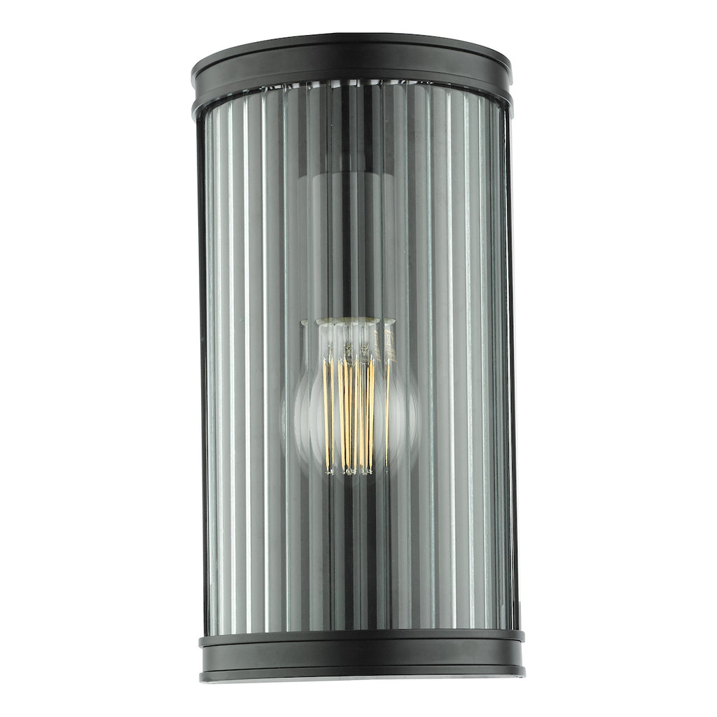 Anund Bathroom Wall Light Matt Black Ribbed Glass IP44<br>Matt Black