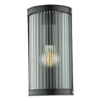 Anund Bathroom Wall Light Matt Black Ribbed Glass IP44<br>Matt Black