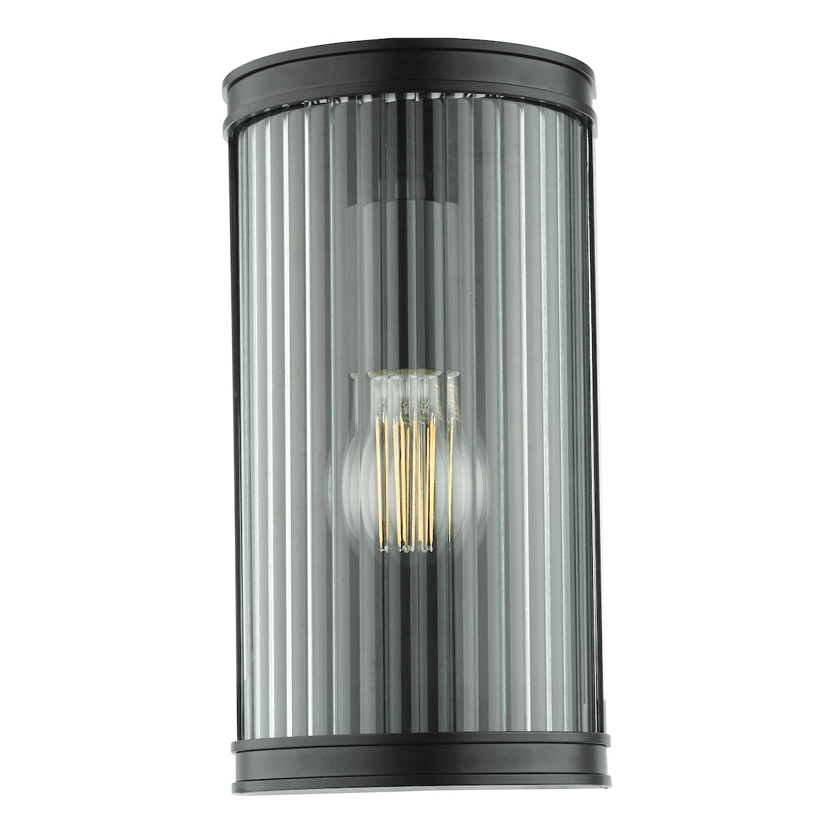 Anund Bathroom Wall Light Matt Black Ribbed Glass IP44<br>Matt Black