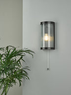 Anund Bathroom Wall Light Matt Black Ribbed Glass IP44<br>Matt Black