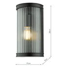 Anund Bathroom Wall Light Matt Black Ribbed Glass IP44<br>Matt Black