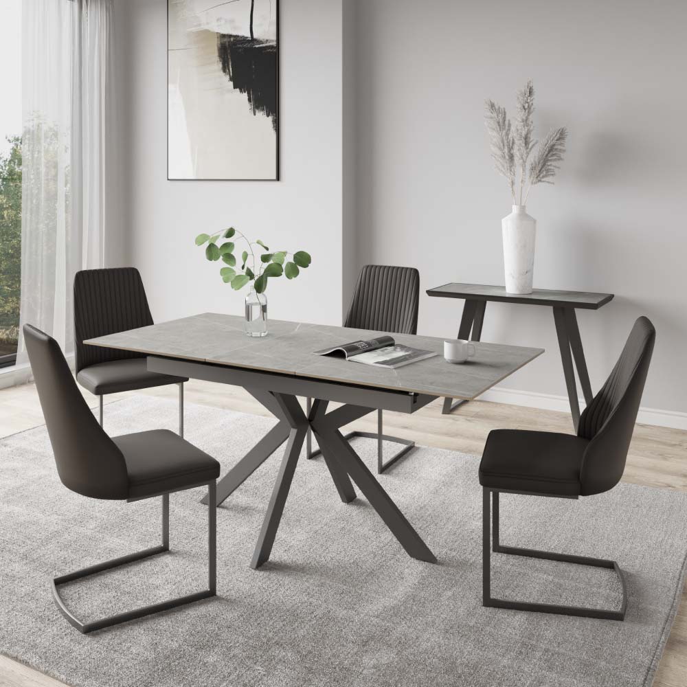 Aramis 130-170cm Matt Grey Ceramic Extending Dining Table