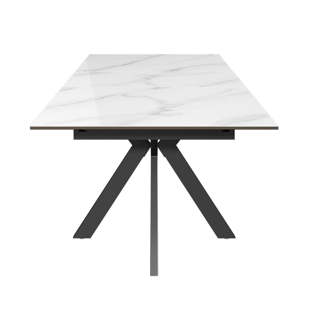 Aramis 130-170cm Gloss White Marble Ceramic Extending Dining Table