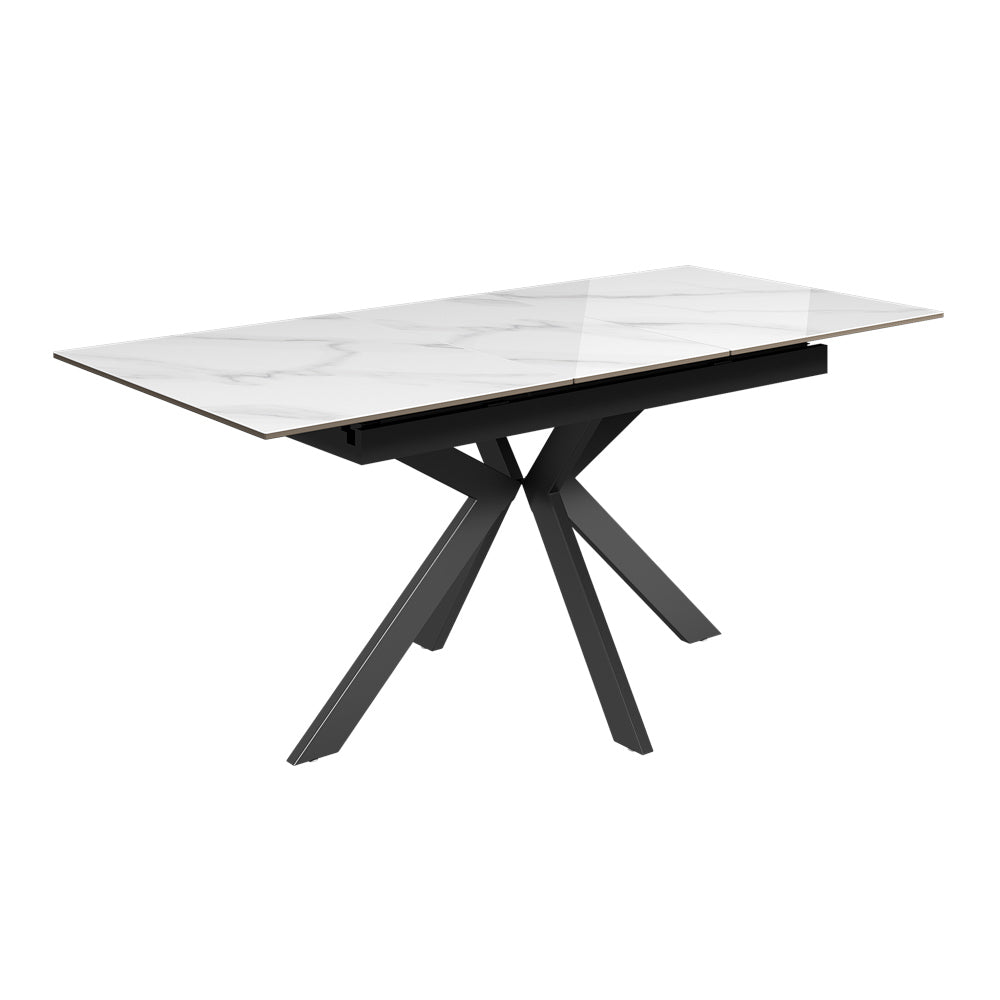 Aramis 130-170cm Gloss White Marble Ceramic Extending Dining Table