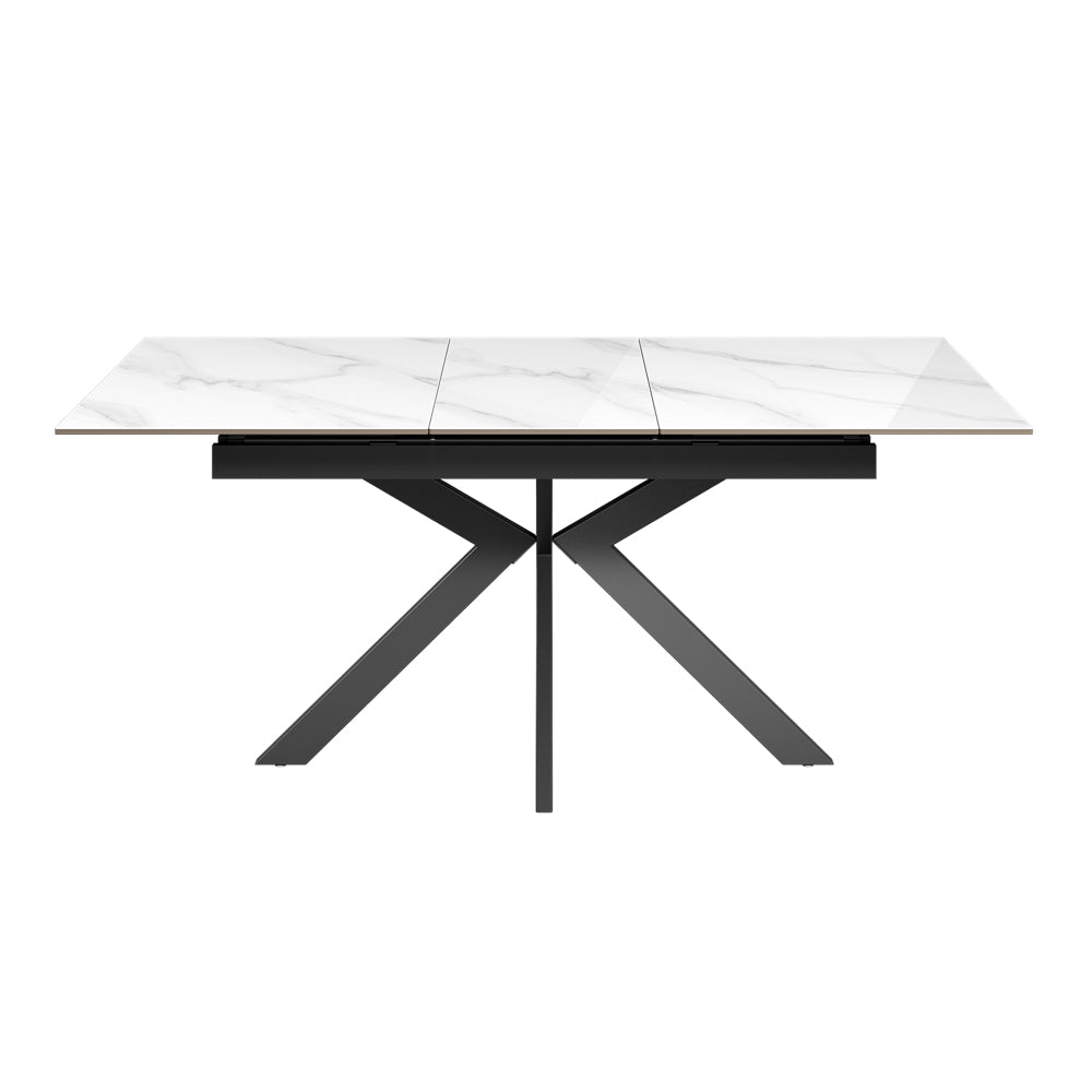 Aramis 130-170cm Gloss White Marble Ceramic Extending Dining Table