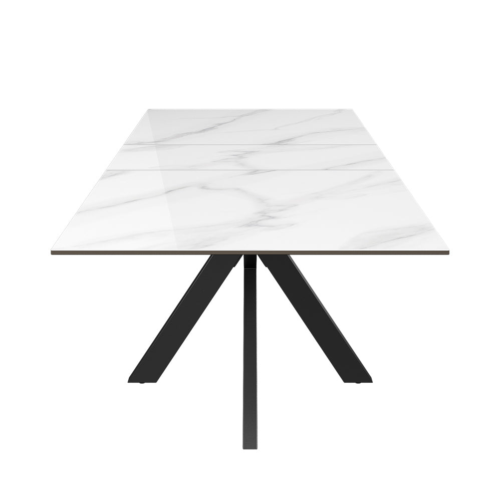 Aramis 160-200cm Gloss White Marble Ceramic Extending Dining Table