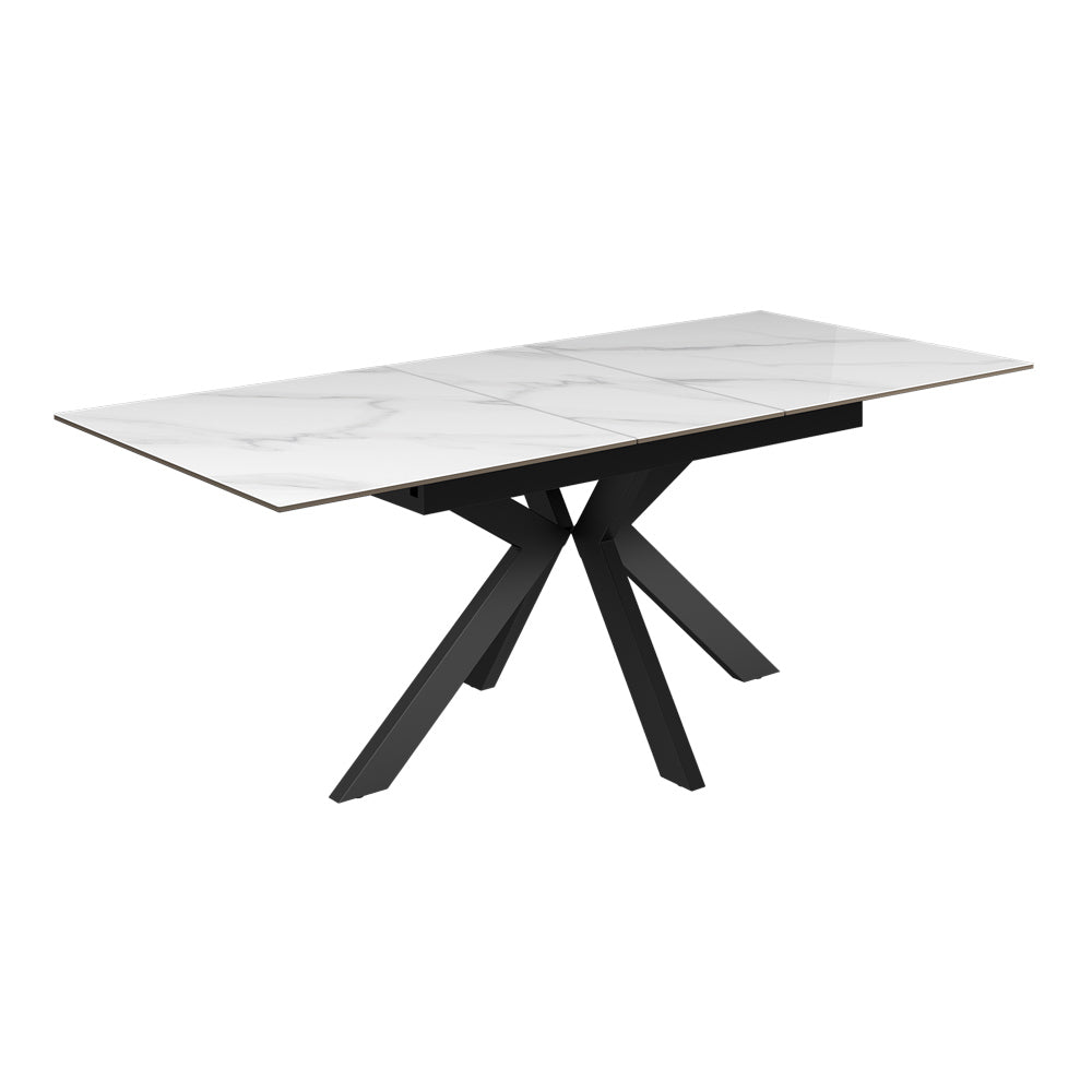 Aramis 160-200cm Gloss White Marble Ceramic Extending Dining Table