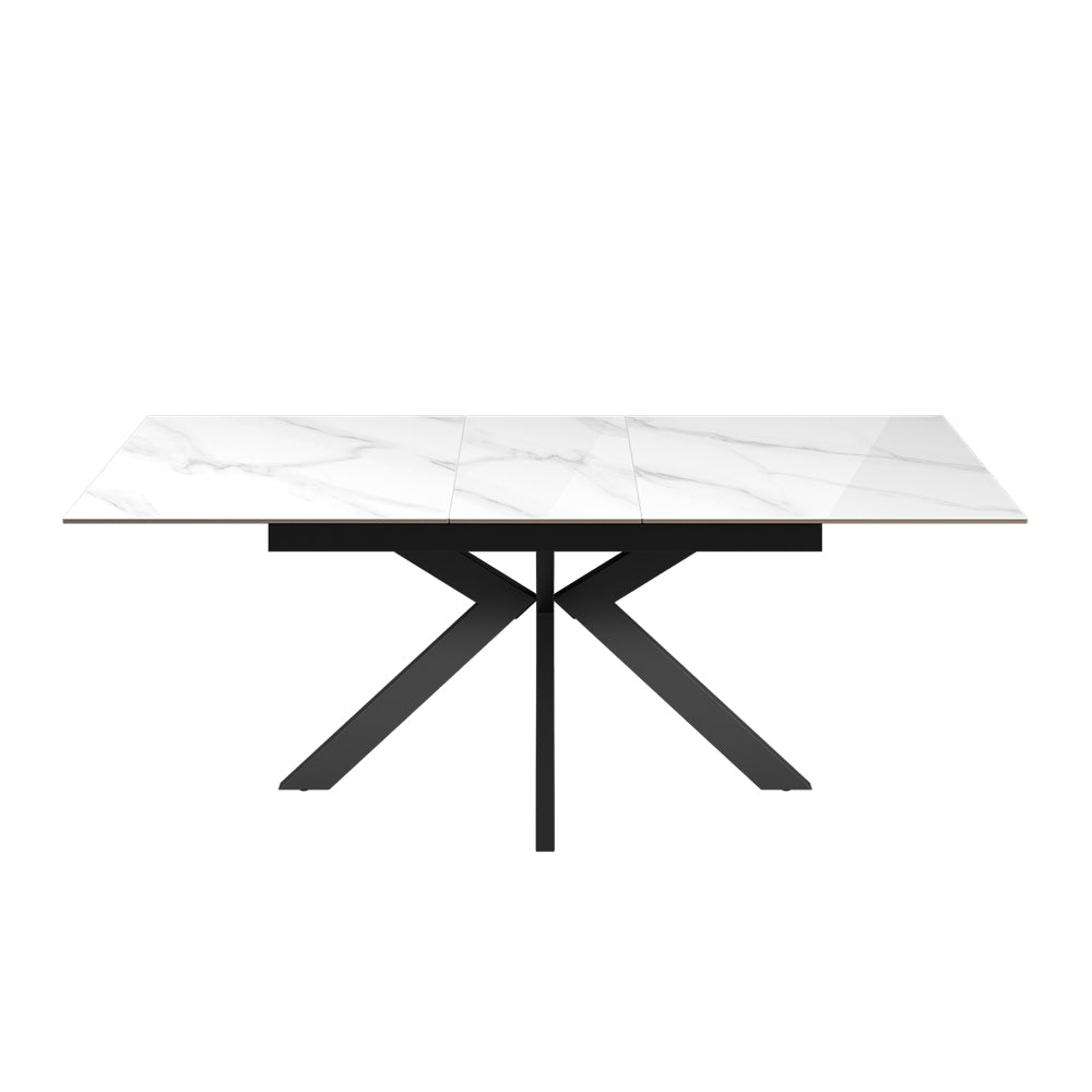 Aramis 160-200cm Gloss White Marble Ceramic Extending Dining Table