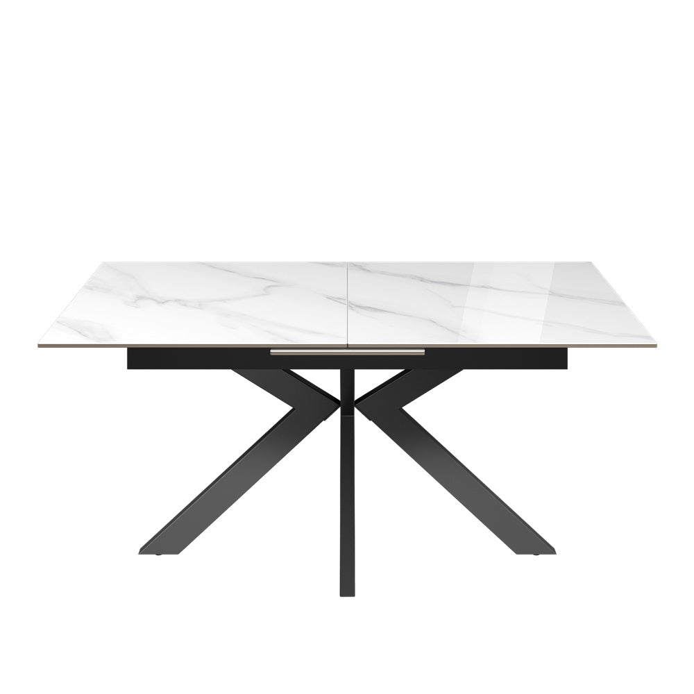 Aramis 160-200cm Gloss White Marble Ceramic Extending Dining Table