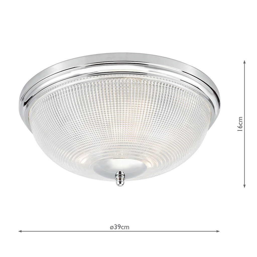 Arbor Bathroom 3 Light Flush Polished Chrome & Glass IP44<br>Polished Chrome