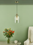 Archie Pendant Satin Bronze Glass<br>Glass