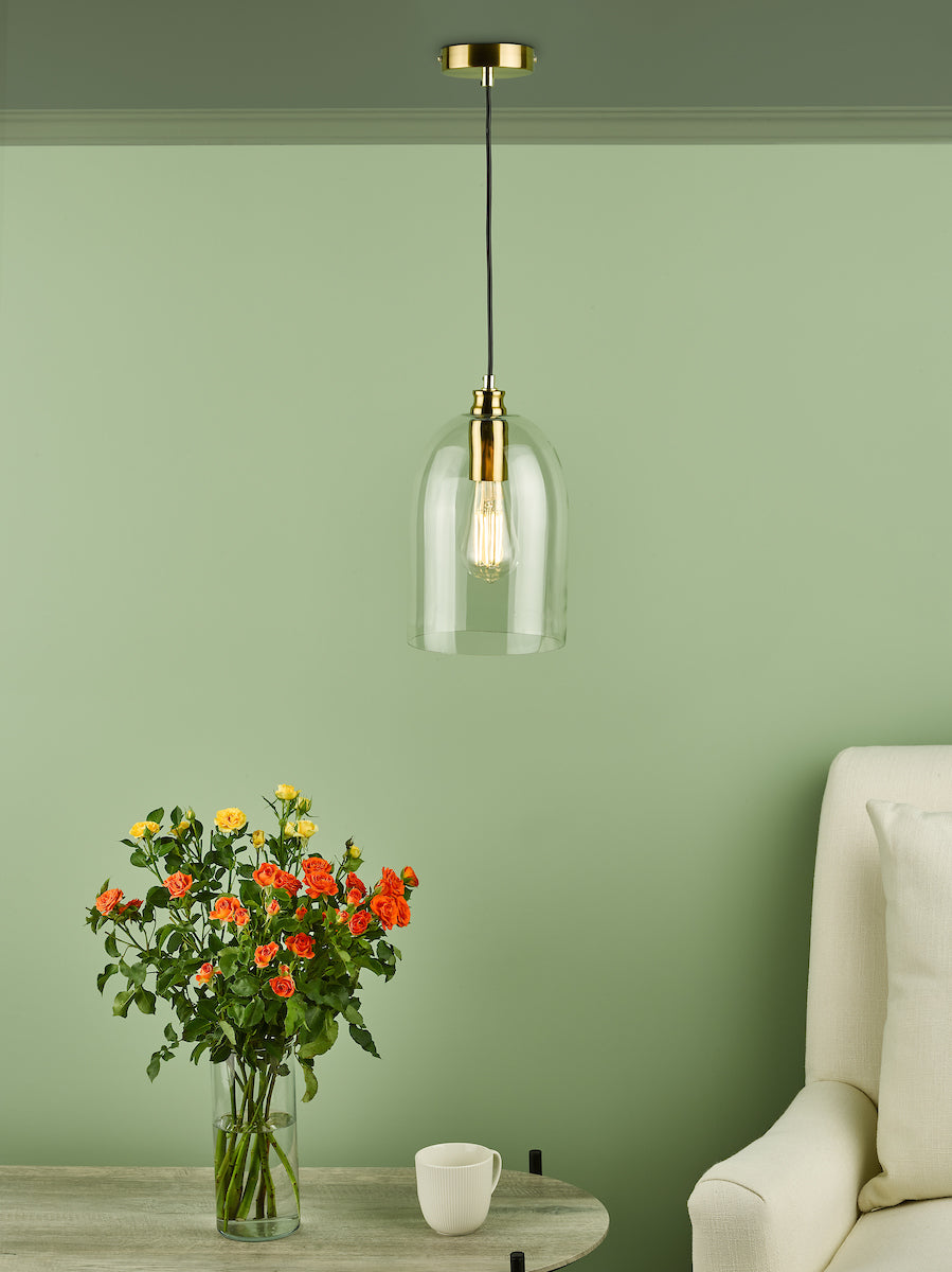 Archie Pendant Satin Bronze Glass<br>Glass