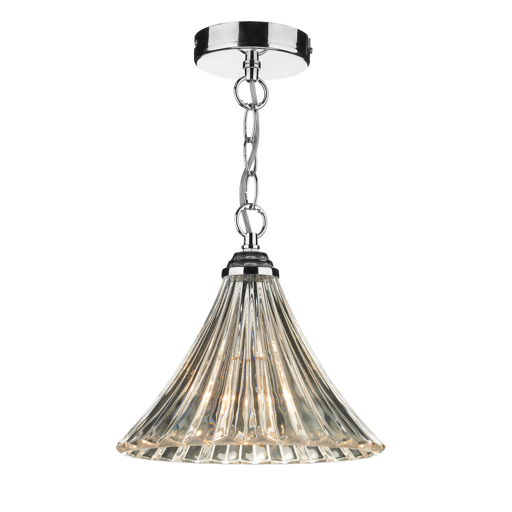 Ardeche 1 Light Fluted Glass Pendant Polished Chrome<br>Polished Chrome